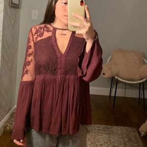 Maroon Lace Blouse